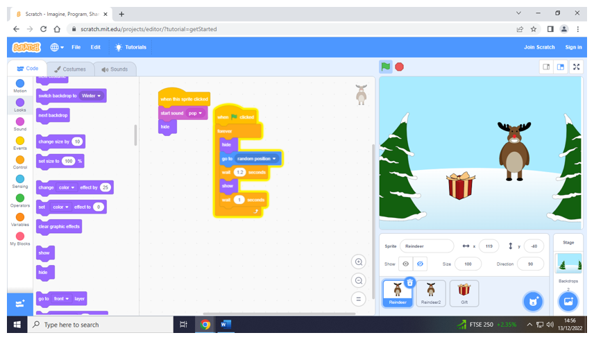 Child's work using Scratch software