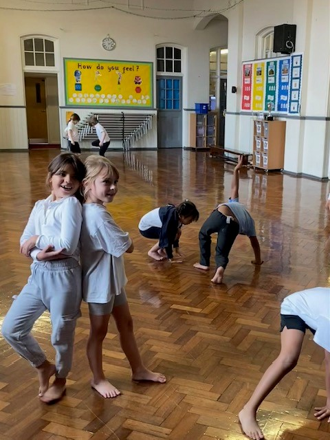 Rehearsing our dances in P.E. 